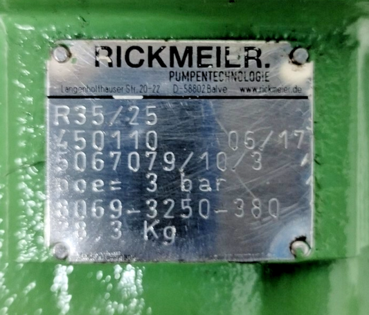 Rickmeier R35/25 Hydraulic gear pump - Refurbished & Tested