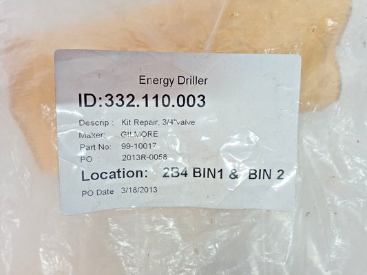 Gilmore Repair kit for 3/4'' valve Part No.: 99-10017 - NEW