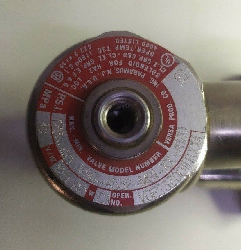 Versa VSG-4532-MS1-XX-A120 Solenoid valve 40-175 psi max. 120V 60Hz