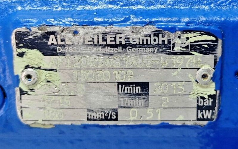 Allweiler AFI20R56G19US-W197H Triple screw pump - Pressure Tested