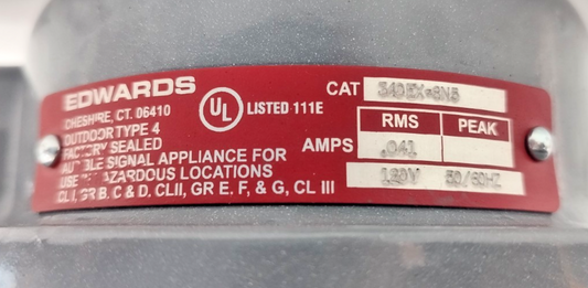 Edwards Signaling 340EX-8N5 Audible Signaling Device 120V, 50/60Hz - NEW