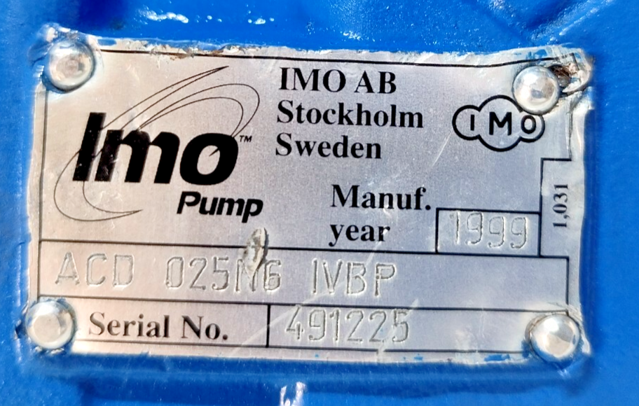 IMO ACD 025N6 IVBP Triple screw pump - Refurbished & Tested
