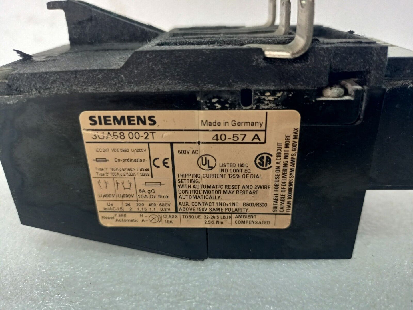 Siemens 3UA5800-2T THERMAL DELAYED OVERLOAD RELAY
