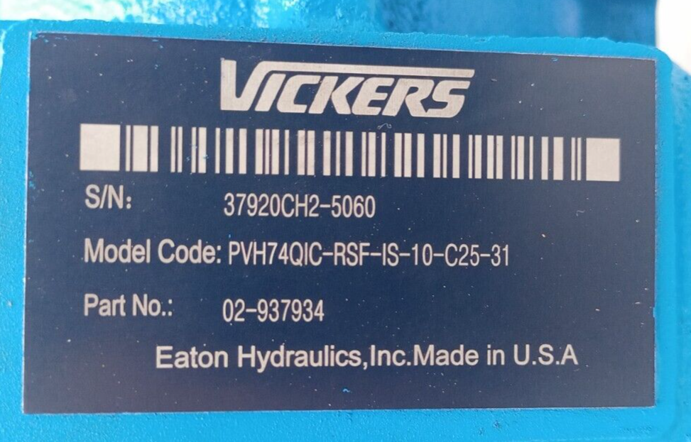 Vickers PVH74QIC-RSF-1S-10-C25-31 Variable Piston pump P/N: 02-937934 - NEW