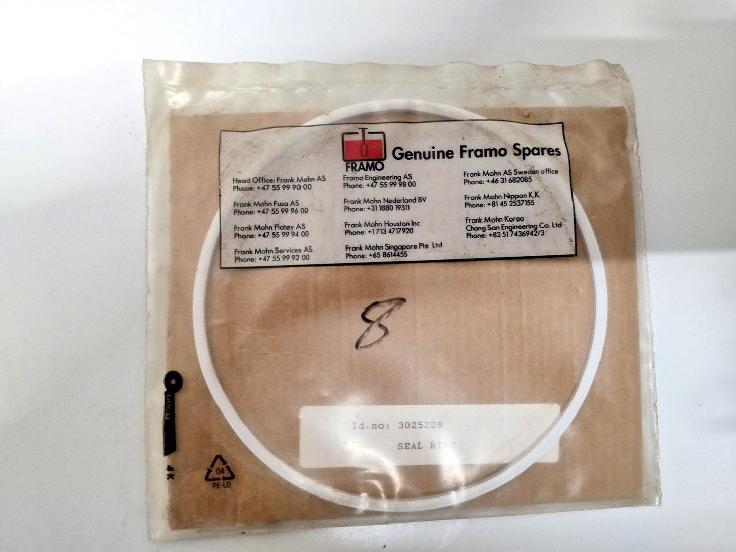 Framo Seal ring Id: 3025244, 3025228, 3025236 for SD-100 Cargo pump - NEW