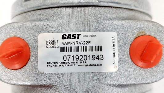 Gast 4AM-NRV-22F Air motor, 1.7HP/1.25KW, 78 cfm, 3000rpm, 7bar/100psi - NEW