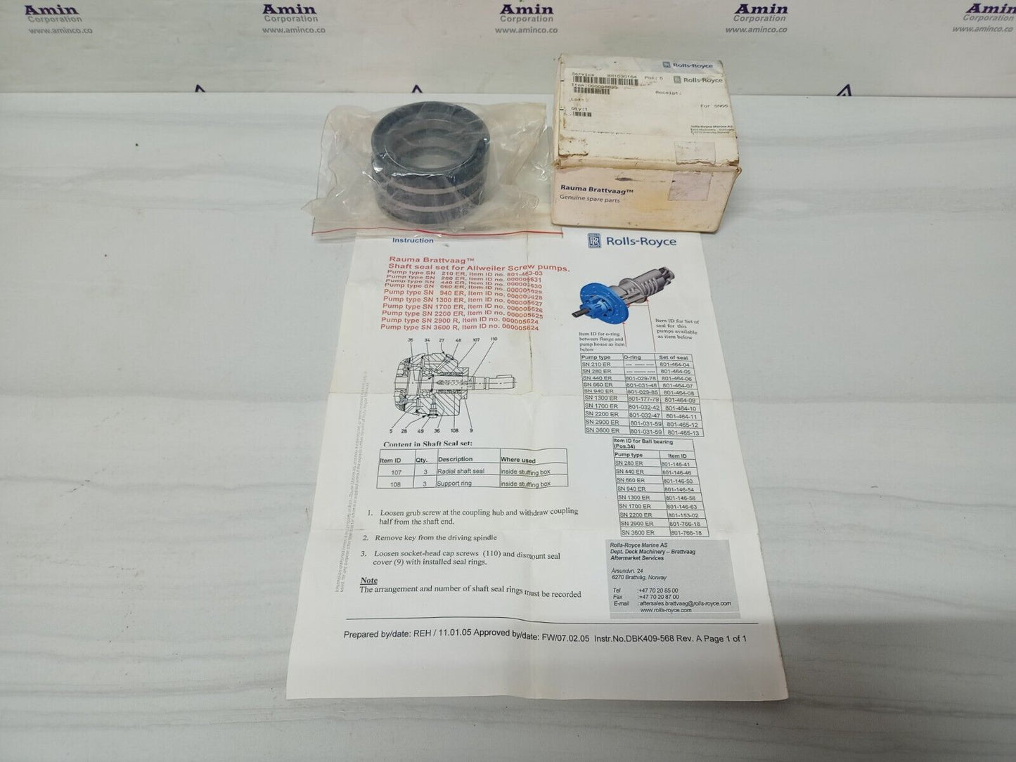 Allweiler shaft seal for SN 660ER - Rauma Brattvaag Shaft seal set - NEW