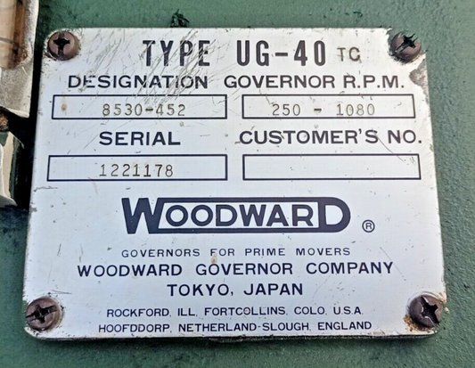 Woodward Governor UG-40 8530-452 RPM: 250-1080