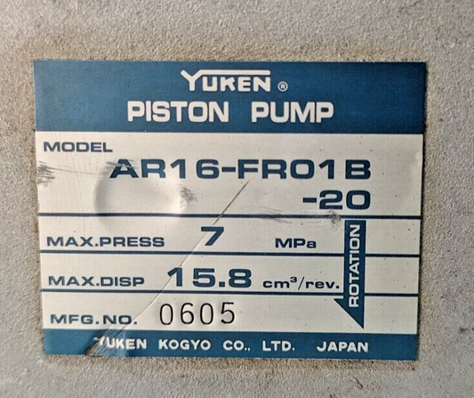 YUKEN AR16-FR01B-20 Variable Piston Pump with Mounting bracket - New