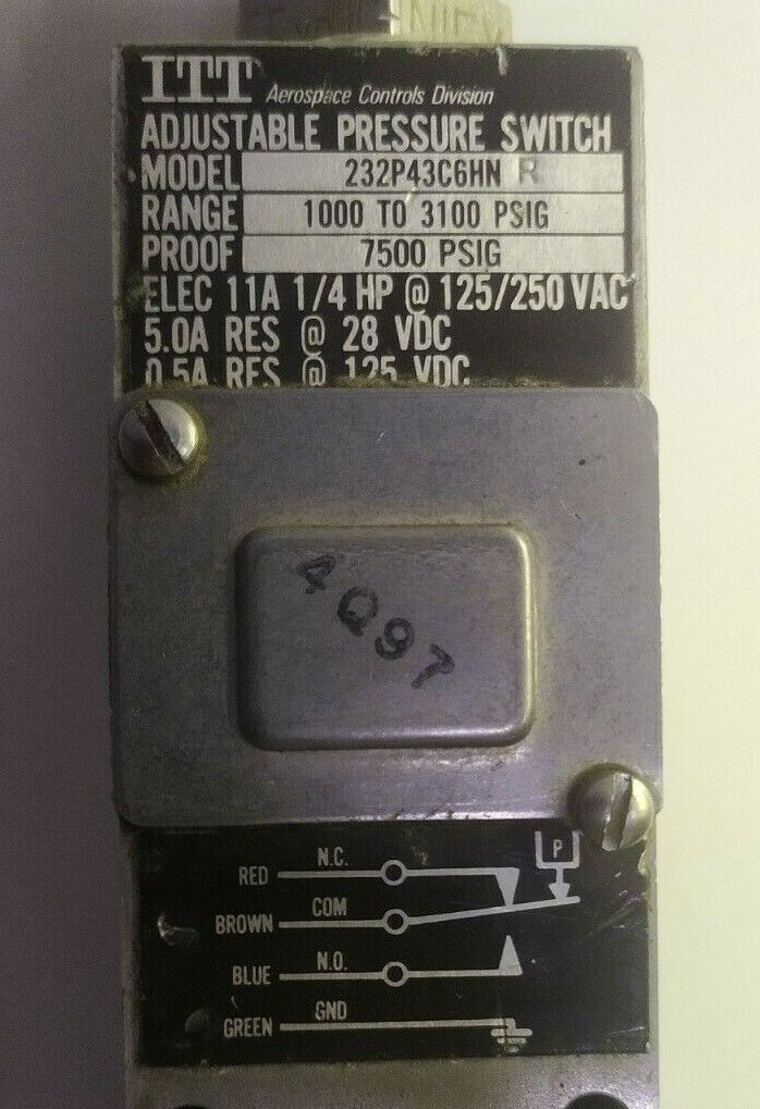 ITT Neo-Dyn 232P43C6HN R Adjustable pressure switch 1000-3100 Psig