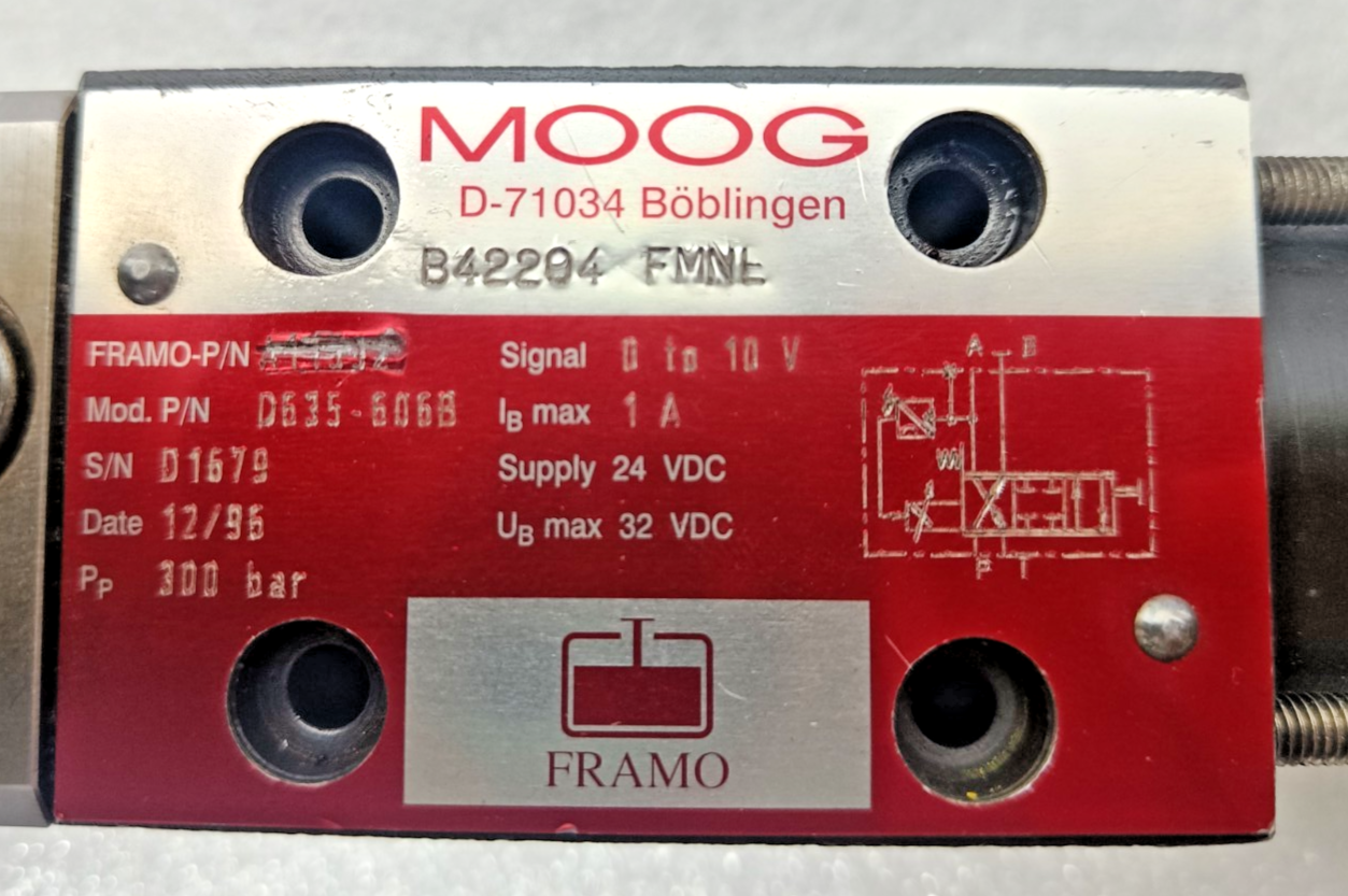 Moog D635-606B Hydraulic Servo valve Framo P/N: A11592 - Refurbished