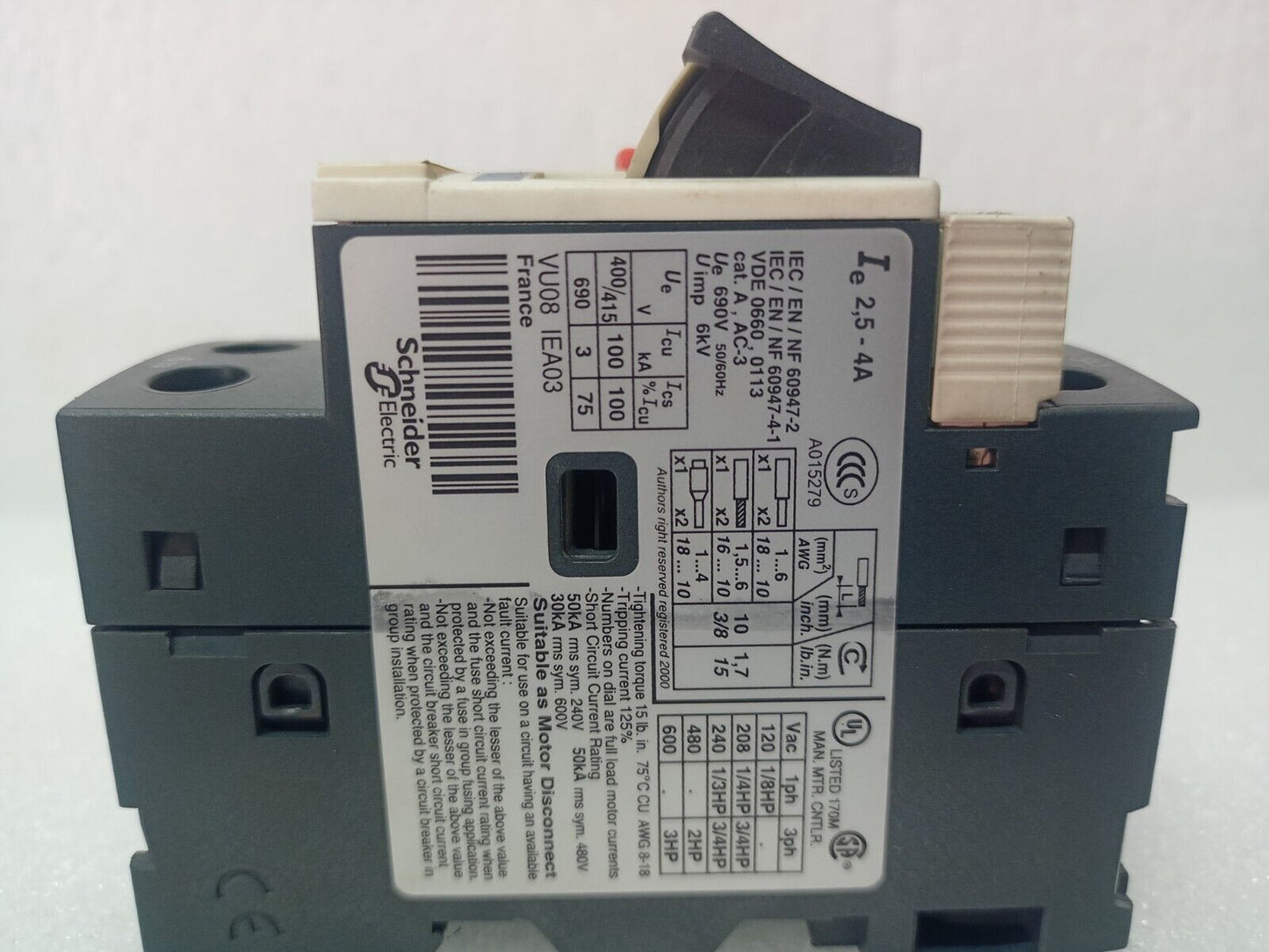 Telemecanique GV2ME08/2.5-4A Motor Circuit Breaker