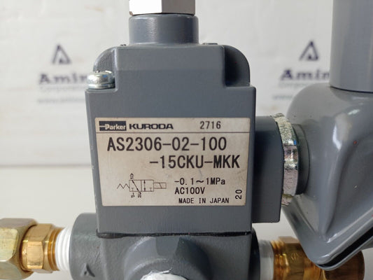 Parker kuroda AS2306-02-100-15CKU-MKK Solenoid valve AC100V 0.1-1MPa - NEW