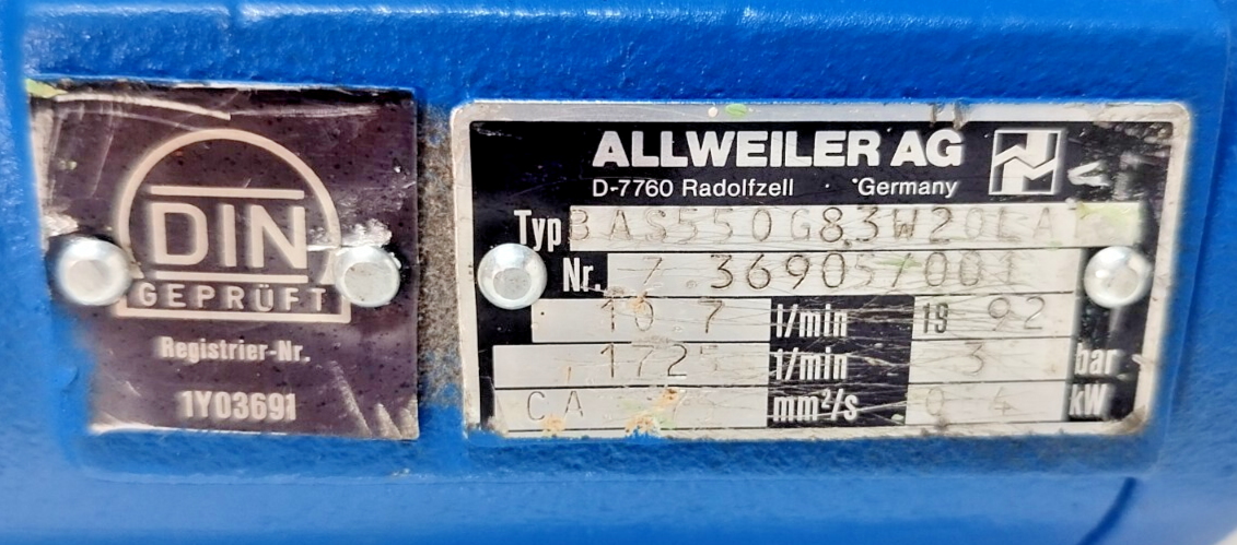 Allweiler BAS550 G8.3-W20 Triple screw pump - Refurbished & Tested
