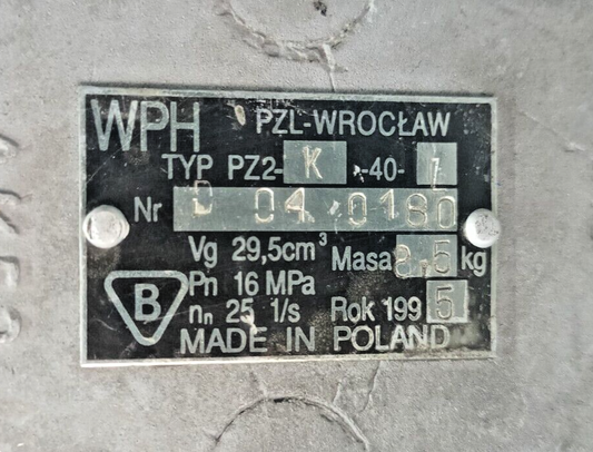 WPH-Wytwornia Pomp Hydrauliczynch PZ2-K-40-L Hydraulic gear pump - NEW