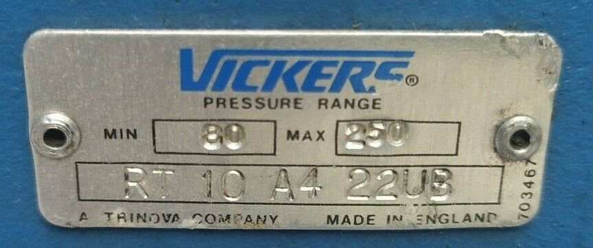Vickers RT 10 A4 22UB Hydraulic pressure control valve RT-10-A4-22UB - NEW