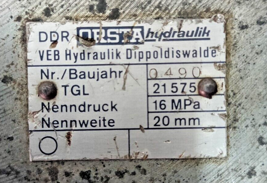 Orsta Hydraulik TGL 21575 Valve