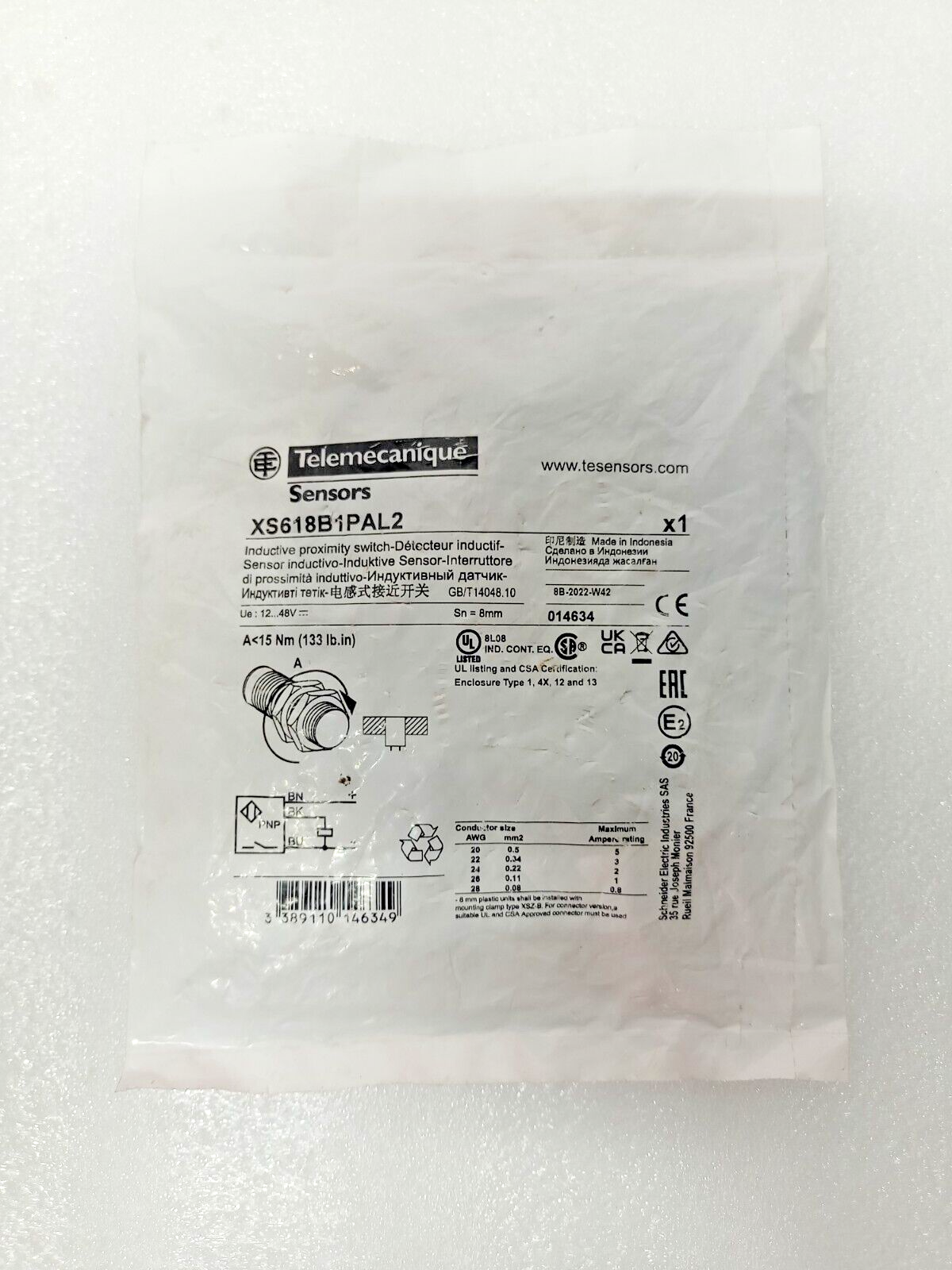 Telemecanique XS618B1PAL2 Proximity Switch (Lot of 2pcs) - NEW