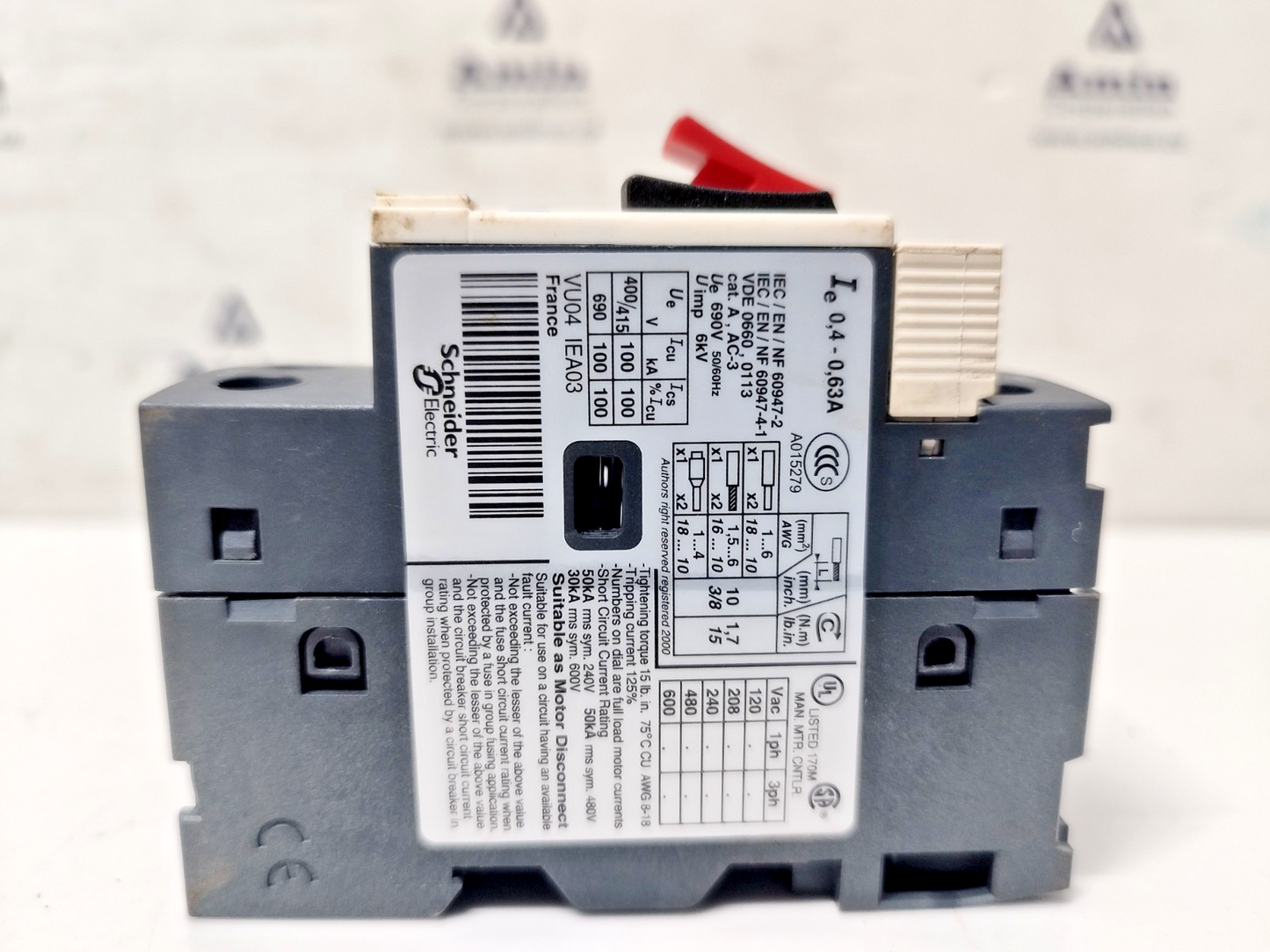 Telemecanique GV2ME04/0.4-0.63A Motor Circuit Breaker