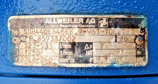Allweiler SNH440ER46E8.9-W61-T0L.1 Triple Screw Pump