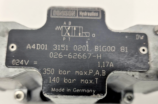 Denison Hydraulics A4D01 3151 0201 B1G0Q 81 026-62667-H Directional valve