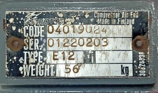 Tamrotor Marine Compressor Type E12 Code: 04019024 Screw Air Compressor