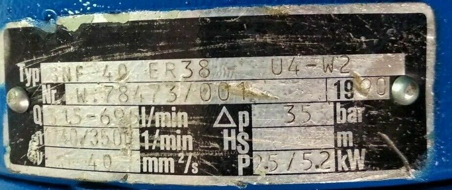 ALLWEILER AG SNF 40 ER38 U4-W2 Triple Screw Pump