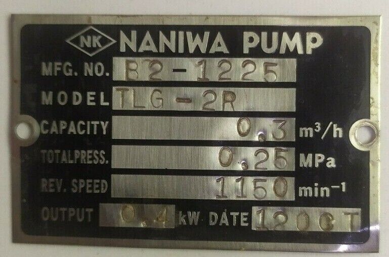 Naniwa pump TLG-2R Gear pump