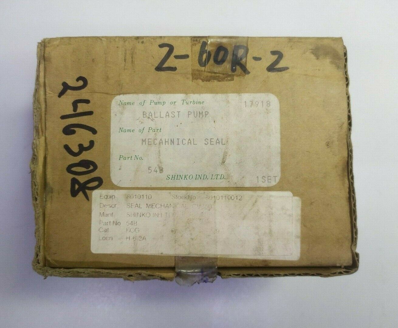Shinko Mechanical seal part no. 54B For CV350 Seal size: 60mm - NEW