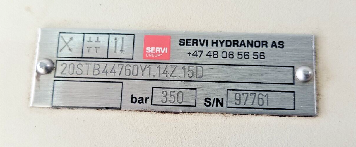 Servi Hydranor 20STB44760Y1.14Z.15D Hydraulic Directional control valve