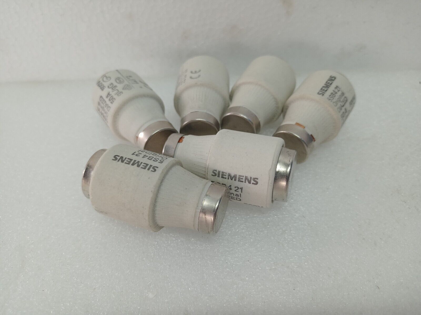 Siemens 5SB421 Original Diazed 50A Fuses 500V gL/gG - NEW (Lot of 6pcs)