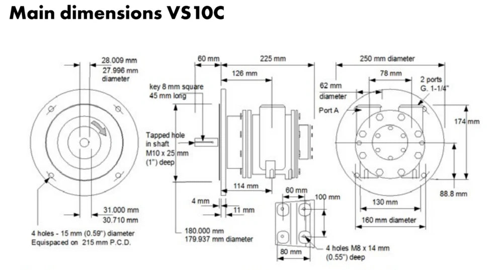 Globe Air motor VS10C Pneumatic Vane Air motor 12.8 HP/ 9.5 kW 2400RPM