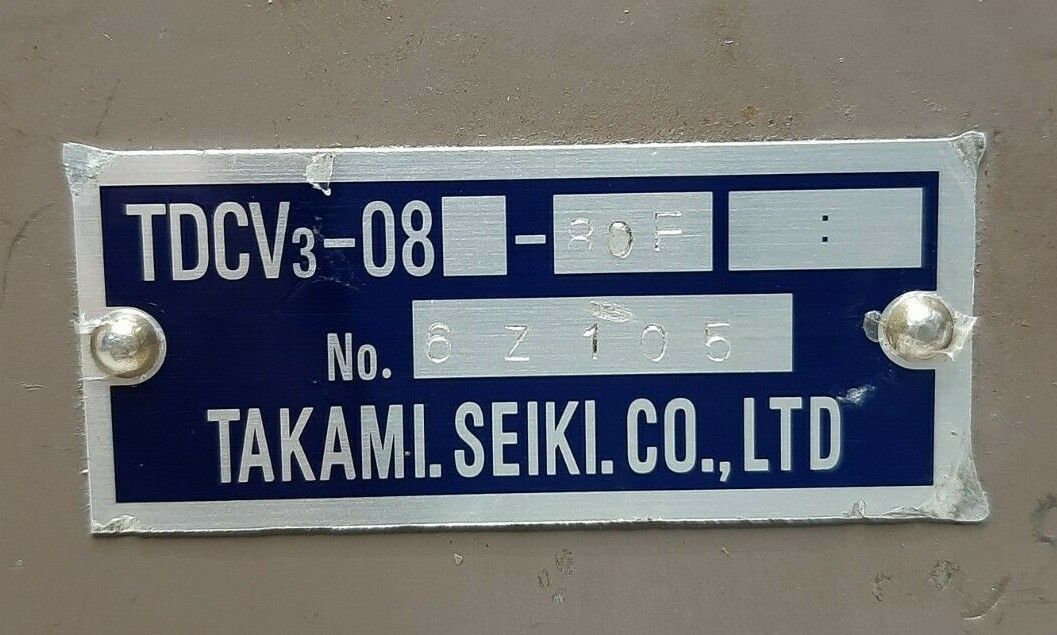 Takami Seiki TDCV3-08-80F DE CO Valve - NEW