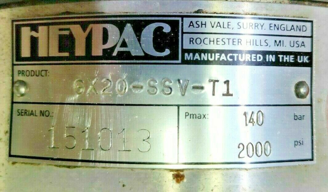 Heypac GX20-SSV-T1 Air driven Hydraulic pump - TESTED PUMP