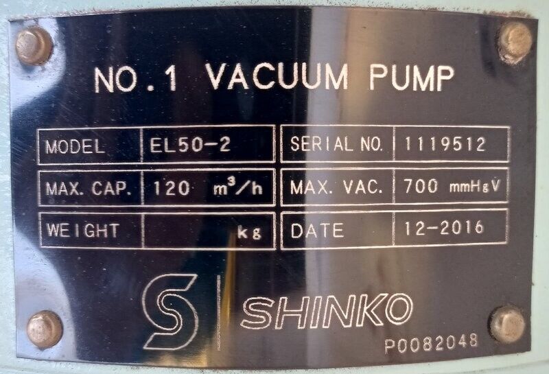 Shinko EL50-2 No.1 vacuum pump