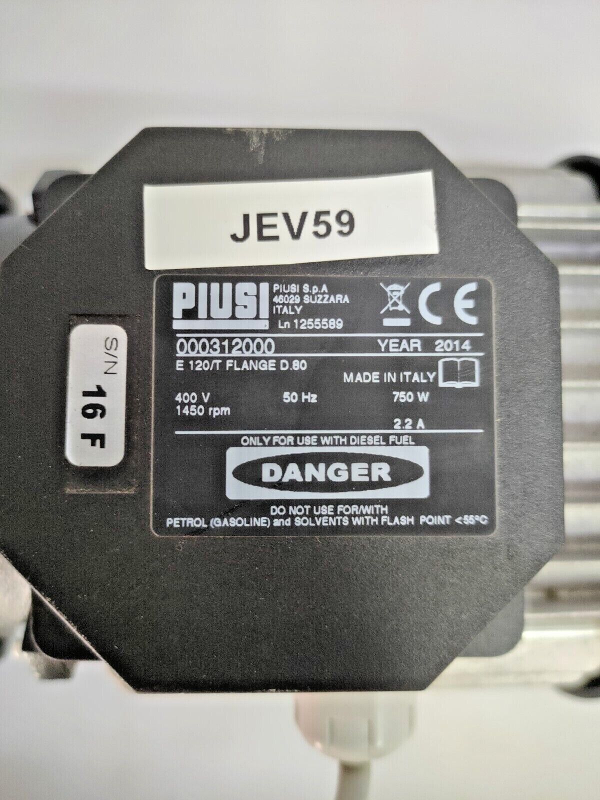 Piusi E120/T Flange D.80 Code: 000312000 Fuel Transfer pump - NEW