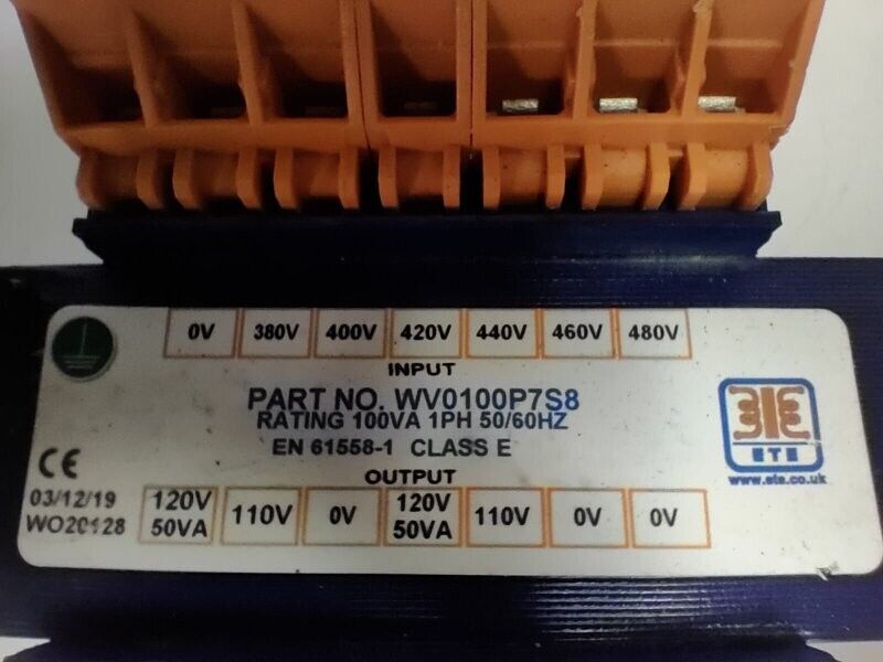 ETE WV0100P7S8 transformer 100VA, 50/60hZ - NEW