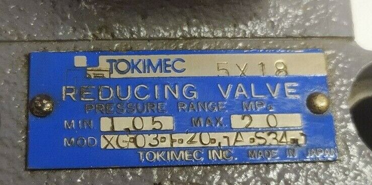 Tokimec XG-03-F-20-JA-S34-J Pressure reducing valve Max. 20 Mpa - NEW