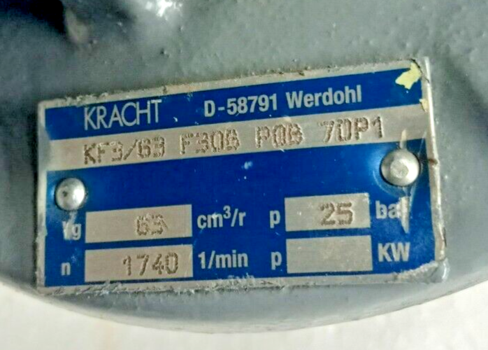 Kracht KF3/63 F30B P0B 7DP1 Hydraulic Transfer gear pump - Pressure Tested #2