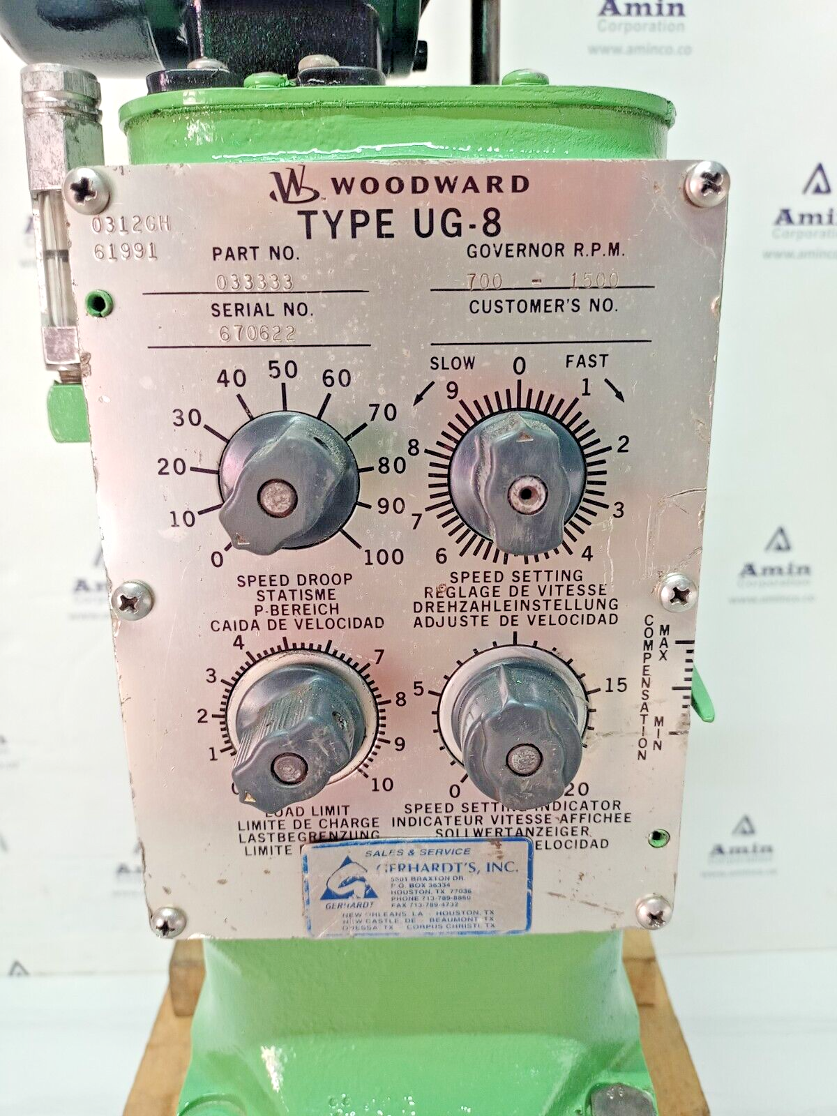 Woodward UG-8 Part No. 033333 Governor 700-1500 rpm