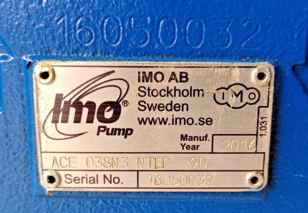 IMO ACE 038N3 NTBP Triple Screw Pump Mfg. 2016 - Refurbished and Tested