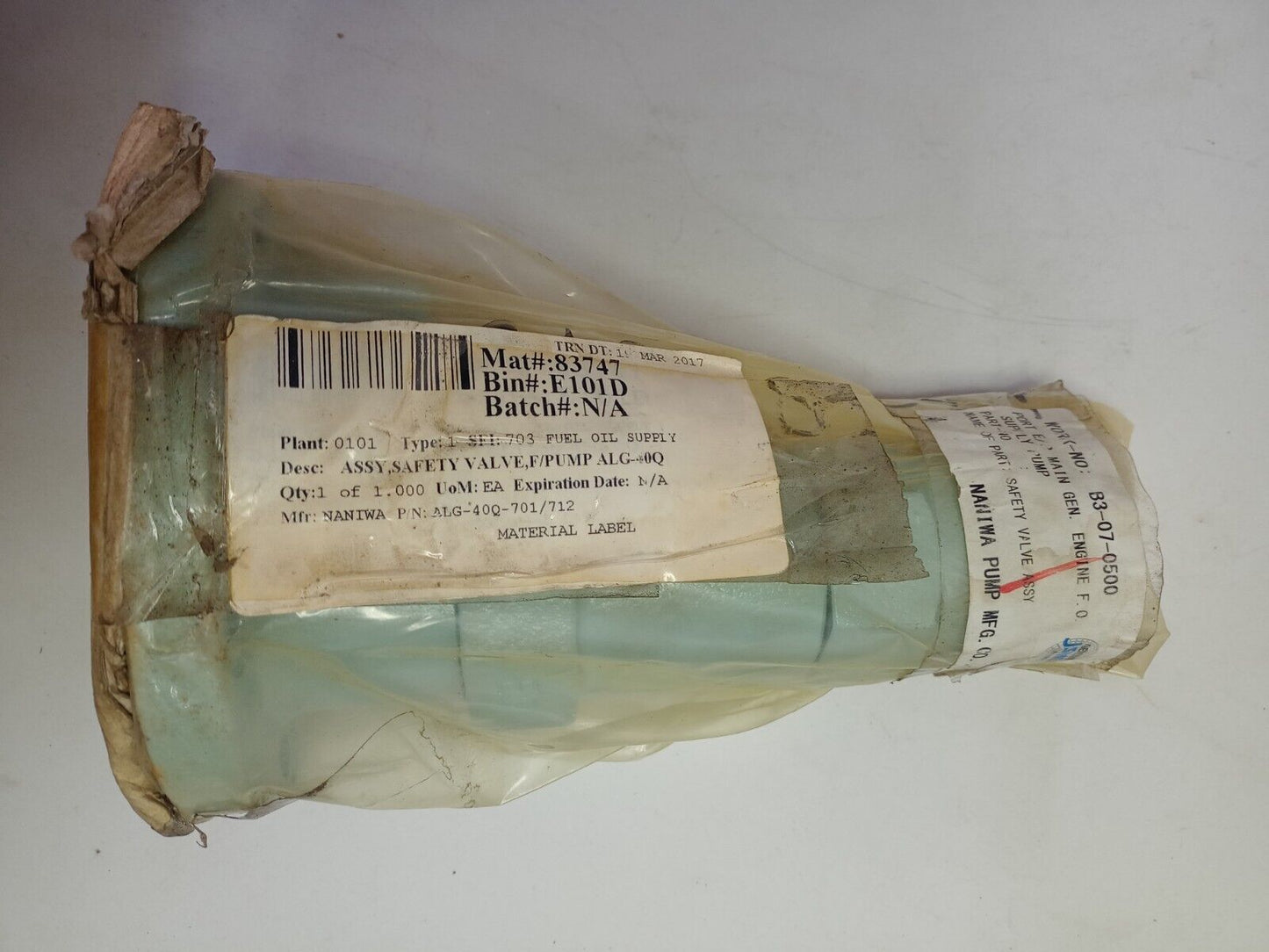 Naniwa pump Safety valve for ALG-40Q Gear pump - NEW