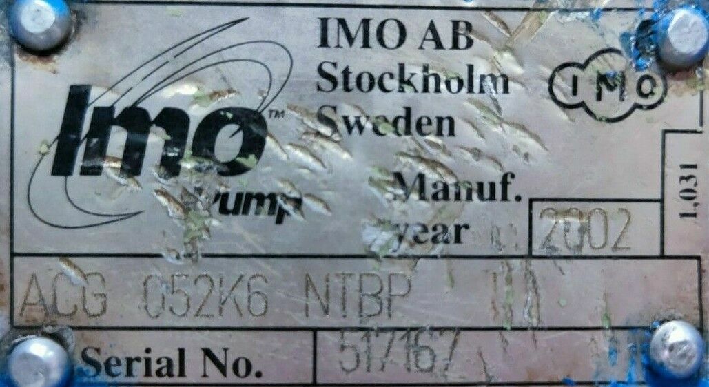 IMO Pump ACG 052K6 NTBP Triple screw pump - Pressure tested