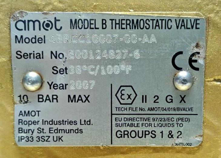 Amot Controls 4BRCC10007-00-AA Model B Thermostatic valve size: 100mm - NEW