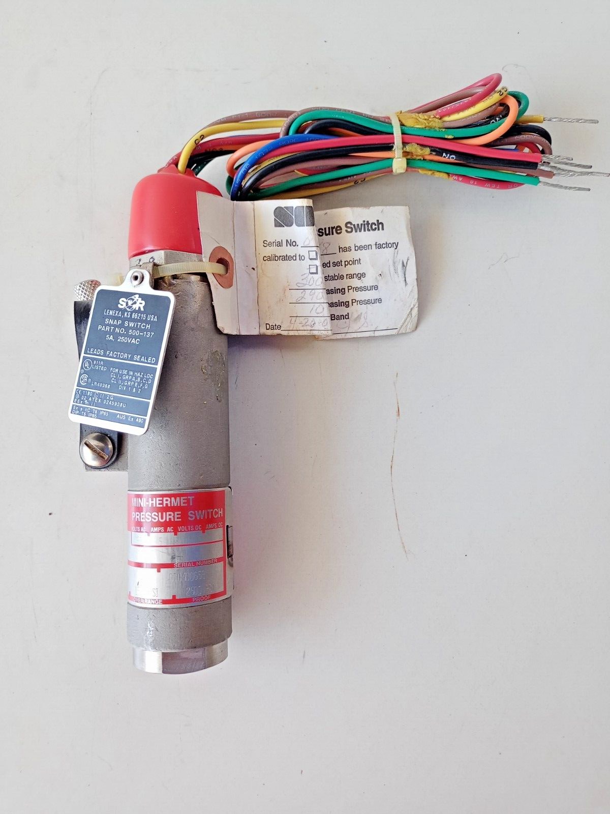 SOR 5BH-EG45-M4-C1A-TTC1 Snap Mini-Hermet pressure switch 45-550 PSI - NEW