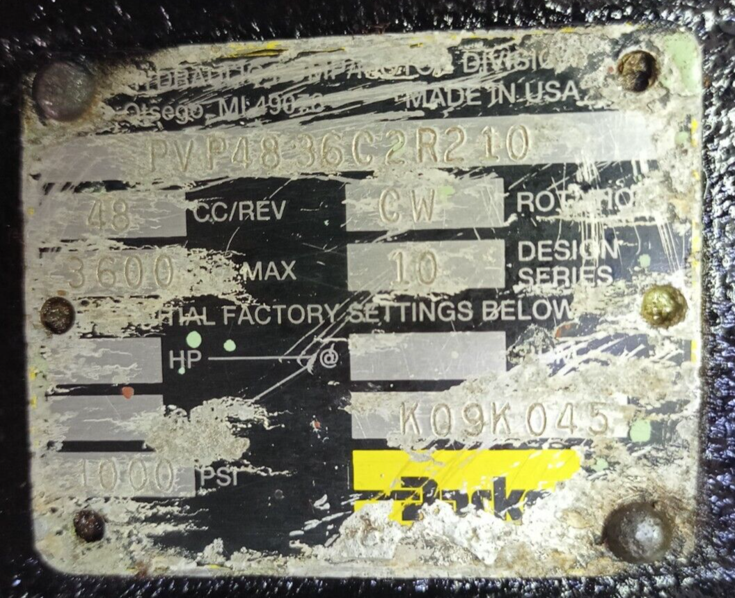 Parker PVP4836C2R210 Variable volume Piston pump 48 cc/rev. parker Piston pump