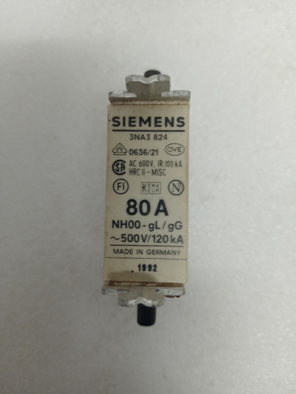 Siemens 3NA3 824 fuse 80A NH00-gL/gG 500V/120kA - New (Lot of 3pcs)