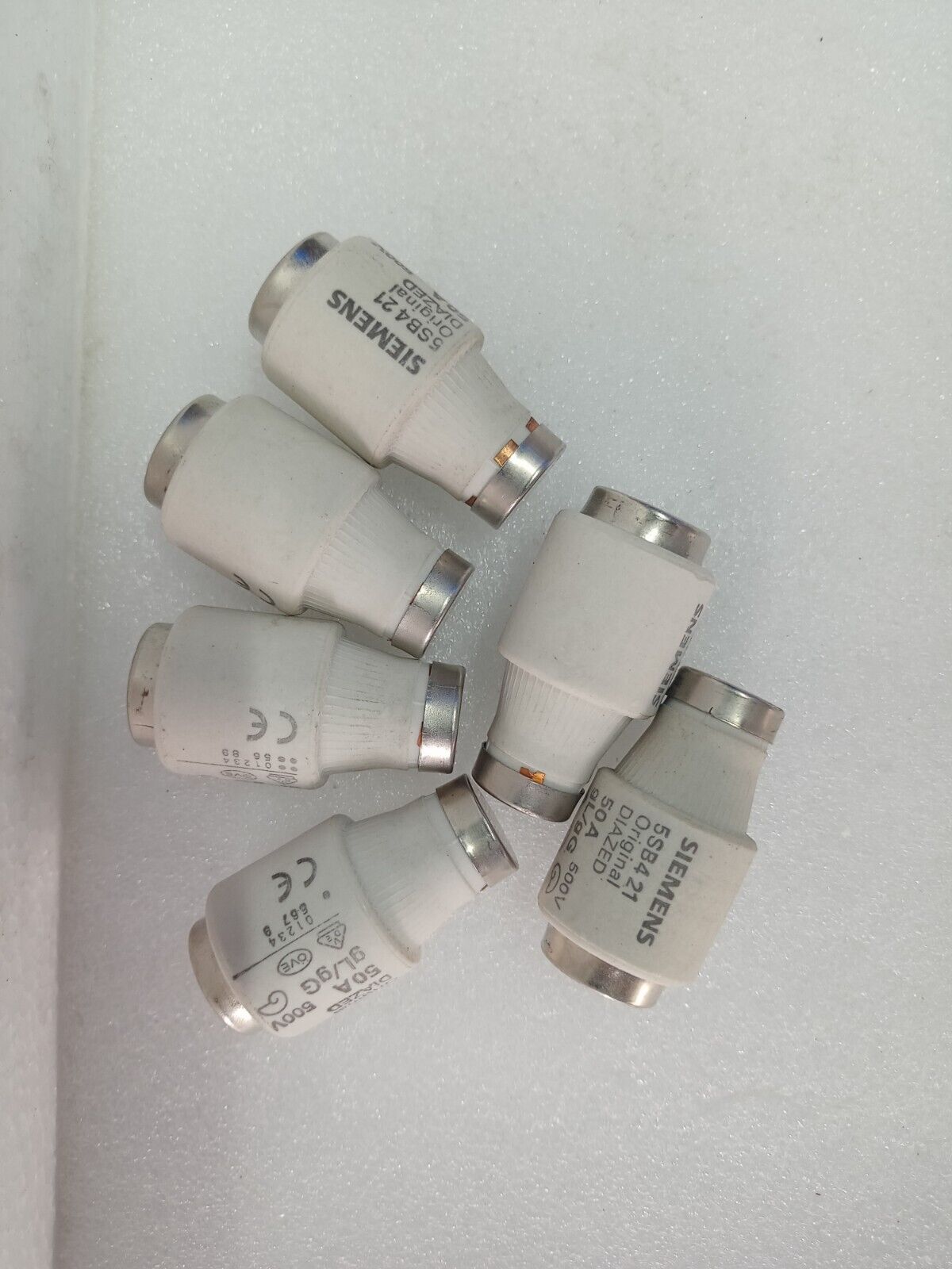 Siemens 5SB421 Original Diazed 50A Fuses 500V gL/gG - NEW (Lot of 6pcs)