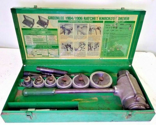 Greenlee 1904 Ratchet Knockout Punch Driver Set Kit