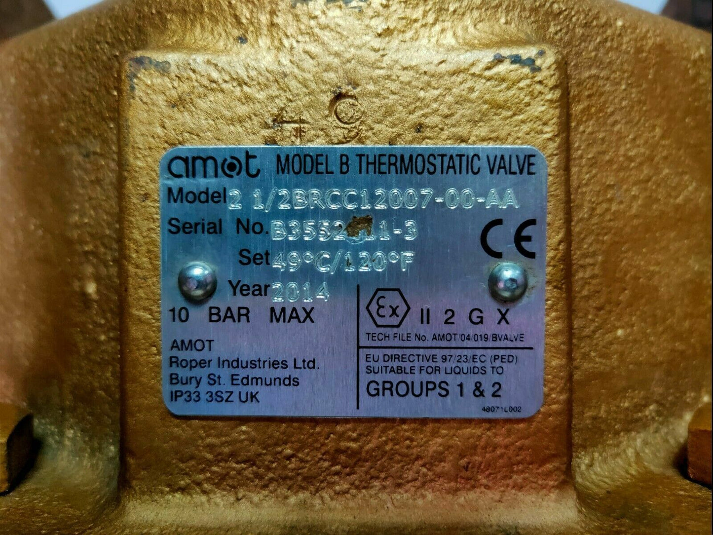 AMOT MODEL B THERMOSTATIC CONTROL VALVE MODEL: 2 1/2BRCC12007-00-AA - NEW